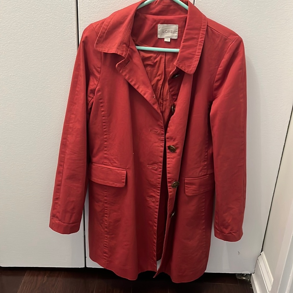 Loft Red Button Up Coat